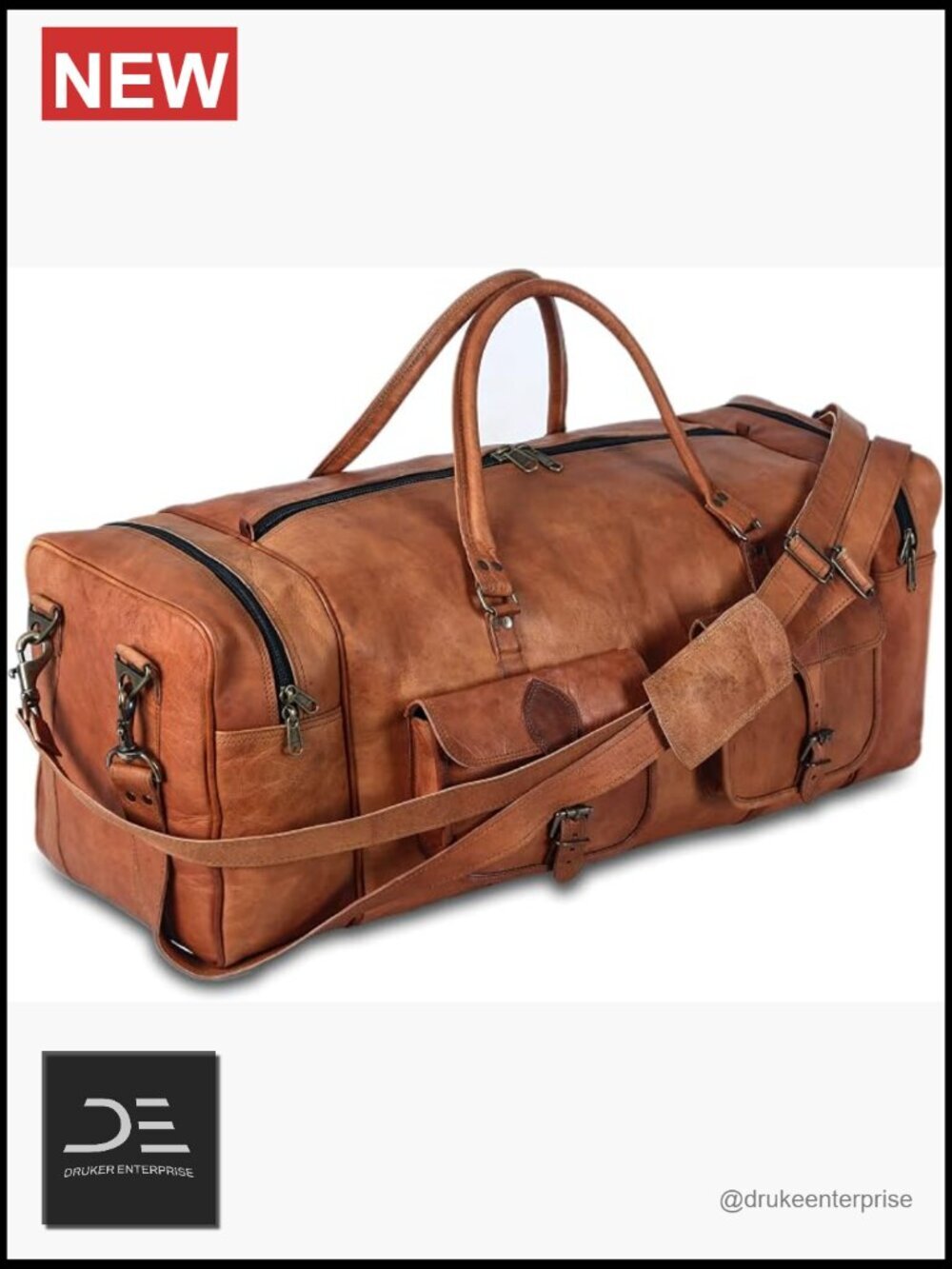 Large 32 inch Leather Duffel Bag Holdall Travel Overnight Gym Sports Weekend Bag